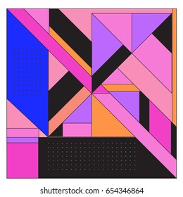 Trendy geometric elements memphis greeting cards design. Retro style texture, pattern and elements. Modern abstract design poster and cover template