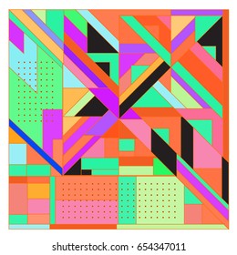 Trendy geometric elements memphis greeting cards design. Retro style texture, pattern and elements. Modern abstract design poster and cover template