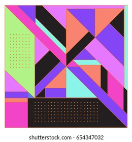 Trendy geometric elements memphis greeting cards design. Retro style texture, pattern and elements. Modern abstract design poster and cover template