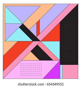 Trendy geometric elements memphis greeting cards design. Retro style texture, pattern and elements. Modern abstract design poster and cover template