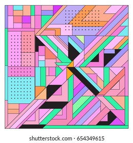 Trendy geometric elements memphis greeting cards design. Retro style texture, pattern and elements. Modern abstract design poster and cover template