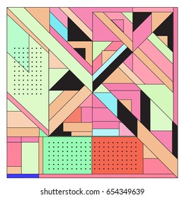 Trendy geometric elements memphis greeting cards design. Retro style texture, pattern and elements. Modern abstract design poster and cover template
