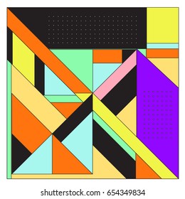 Trendy geometric elements memphis greeting cards design. Retro style texture, pattern and elements. Modern abstract design poster and cover template