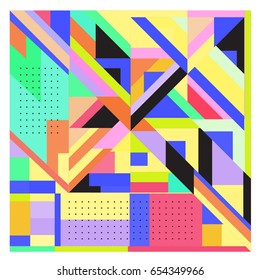 Trendy geometric elements memphis greeting cards design. Retro style texture, pattern and elements. Modern abstract design poster and cover template