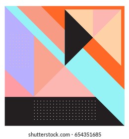 Trendy geometric elements memphis greeting cards design. Retro style texture, pattern and elements. Modern abstract design poster and cover template