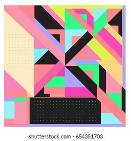 Trendy geometric elements memphis greeting cards design. Retro style texture, pattern and elements. Modern abstract design poster and cover template