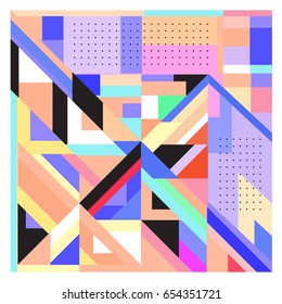 Trendy geometric elements memphis greeting cards design. Retro style texture, pattern and elements. Modern abstract design poster and cover template