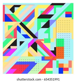 Trendy geometric elements memphis greeting cards design. Retro style texture, pattern and elements. Modern abstract design poster and cover template