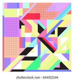 Trendy geometric elements memphis greeting cards design. Retro style texture, pattern and elements. Modern abstract design poster and cover template