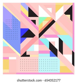 Trendy geometric elements memphis greeting cards design. Retro style texture, pattern and elements. Modern abstract design poster and cover template