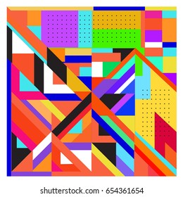 Trendy geometric elements memphis greeting cards design. Retro style texture, pattern and elements. Modern abstract design poster and cover template