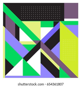 Trendy geometric elements memphis greeting cards design. Retro style texture, pattern and elements. Modern abstract design poster and cover template