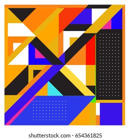 Trendy geometric elements memphis greeting cards design. Retro style texture, pattern and elements. Modern abstract design poster and cover template
