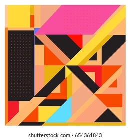 Trendy geometric elements memphis greeting cards design. Retro style texture, pattern and elements. Modern abstract design poster and cover template