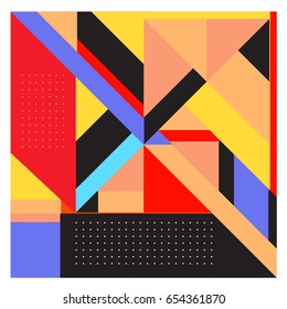 Trendy geometric elements memphis greeting cards design. Retro style texture, pattern and elements. Modern abstract design poster and cover template