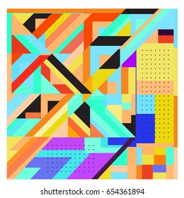 Trendy geometric elements memphis greeting cards design. Retro style texture, pattern and elements. Modern abstract design poster and cover template