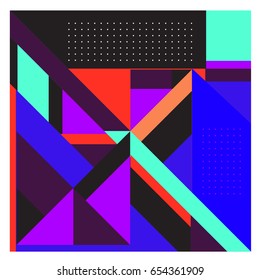 Trendy geometric elements memphis greeting cards design. Retro style texture, pattern and elements. Modern abstract design poster and cover template
