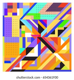 Trendy geometric elements memphis greeting cards design. Retro style texture, pattern and elements. Modern abstract design poster and cover template