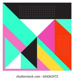 Trendy geometric elements memphis greeting cards design. Retro style texture, pattern and elements. Modern abstract design poster and cover template