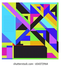 Trendy geometric elements memphis greeting cards design. Retro style texture, pattern and elements. Modern abstract design poster and cover template