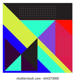 Trendy geometric elements memphis greeting cards design. Retro style texture, pattern and elements. Modern abstract design poster and cover template