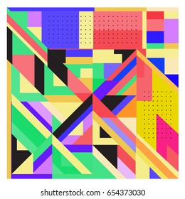 Trendy geometric elements memphis greeting cards design. Retro style texture, pattern and elements. Modern abstract design poster and cover template