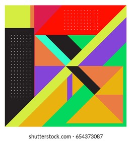 Trendy geometric elements memphis greeting cards design. Retro style texture, pattern and elements. Modern abstract design poster and cover template