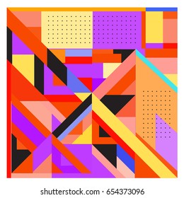 Trendy geometric elements memphis greeting cards design. Retro style texture, pattern and elements. Modern abstract design poster and cover template