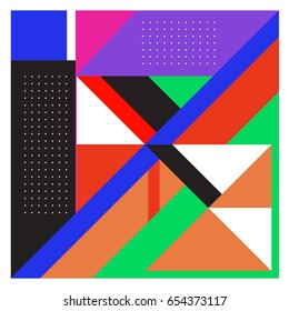 Trendy geometric elements memphis greeting cards design. Retro style texture, pattern and elements. Modern abstract design poster and cover template