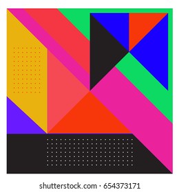 Trendy geometric elements memphis greeting cards design. Retro style texture, pattern and elements. Modern abstract design poster and cover template