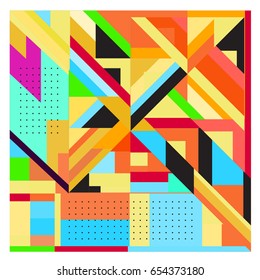 Trendy geometric elements memphis greeting cards design. Retro style texture, pattern and elements. Modern abstract design poster and cover template