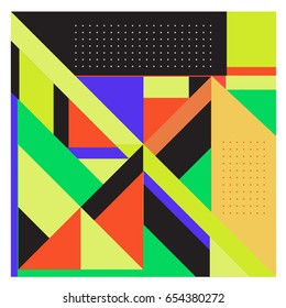 Trendy geometric elements memphis greeting cards design. Retro style texture, pattern and elements. Modern abstract design poster and cover template