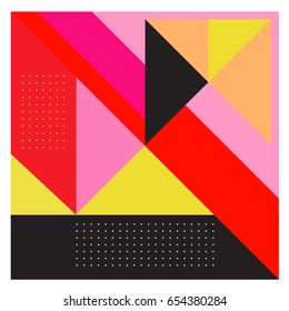 Trendy geometric elements memphis greeting cards design. Retro style texture, pattern and elements. Modern abstract design poster and cover template