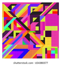 Trendy geometric elements memphis greeting cards design. Retro style texture, pattern and elements. Modern abstract design poster and cover template