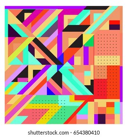 Trendy geometric elements memphis greeting cards design. Retro style texture, pattern and elements. Modern abstract design poster and cover template