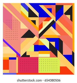 Trendy geometric elements memphis greeting cards design. Retro style texture, pattern and elements. Modern abstract design poster and cover template