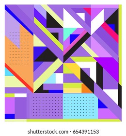 Trendy geometric elements memphis greeting cards design. Retro style texture, pattern and elements. Modern abstract design poster and cover template