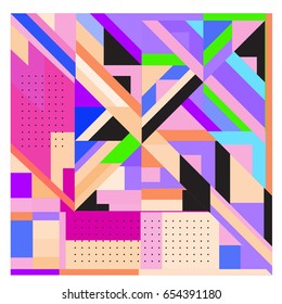 Trendy geometric elements memphis greeting cards design. Retro style texture, pattern and elements. Modern abstract design poster and cover template