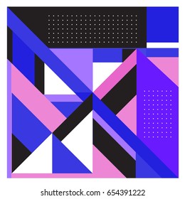 Trendy geometric elements memphis greeting cards design. Retro style texture, pattern and elements. Modern abstract design poster and cover template