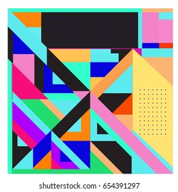 Trendy geometric elements memphis greeting cards design. Retro style texture, pattern and elements. Modern abstract design poster and cover template