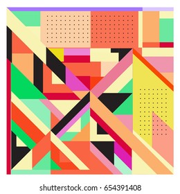 Trendy geometric elements memphis greeting cards design. Retro style texture, pattern and elements. Modern abstract design poster and cover template