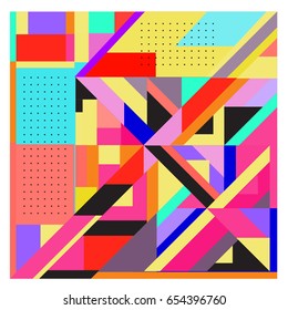 Trendy geometric elements memphis greeting cards design. Retro style texture, pattern and elements. Modern abstract design poster and cover template
