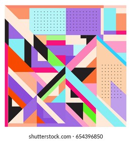 Trendy geometric elements memphis greeting cards design. Retro style texture, pattern and elements. Modern abstract design poster and cover template