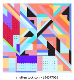 Trendy geometric elements memphis greeting cards design. Retro style texture, pattern and elements. Modern abstract design poster and cover template