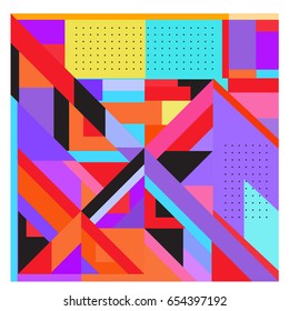 Trendy geometric elements memphis greeting cards design. Retro style texture, pattern and elements. Modern abstract design poster and cover template