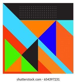 Trendy geometric elements memphis greeting cards design. Retro style texture, pattern and elements. Modern abstract design poster and cover template