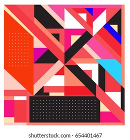 Trendy geometric elements memphis greeting cards design. Retro style texture, pattern and elements. Modern abstract design poster and cover template