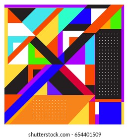 Trendy geometric elements memphis greeting cards design. Retro style texture, pattern and elements. Modern abstract design poster and cover template