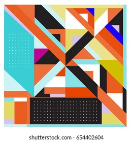 Trendy geometric elements memphis greeting cards design. Retro style texture, pattern and elements. Modern abstract design poster and cover template