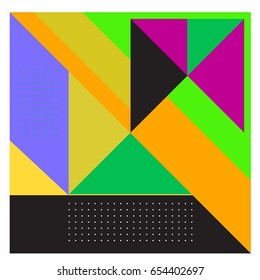 Trendy geometric elements memphis greeting cards design. Retro style texture, pattern and elements. Modern abstract design poster and cover template